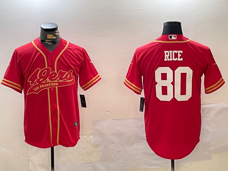 Men San Francisco 49ers #80 Rice Red Joint Name 2024 Nike Limited NFL Jersey style 1209